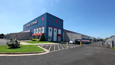 An exterior view of Air and Space Self Storage from the parking lot.