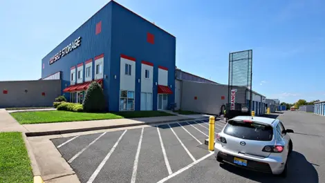 An exterior view of Air and Space Self Storage from the parking lot.