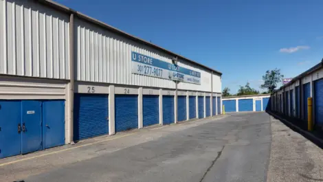 Outdoor storage units at Self Storage Plus - Bladensburg.