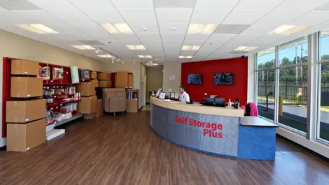 The front desk of Self Storage Plus - Bristow.