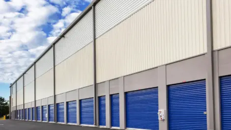 Exterior view of outdoor storage at Self Storage Plus - Cosner.