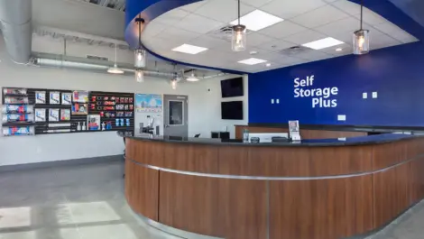 Front desk in the lobby of Self Storage Plus - Cosner.