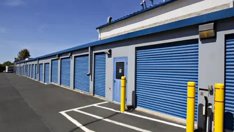 Outdoor storage units at Self Storage Plus on 45601 Woodland Road.