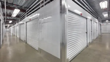 View of clean indoor storage units.