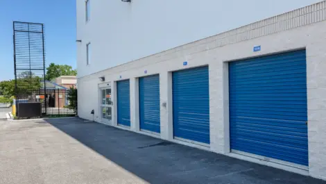 Storage units next to secuirty gate.