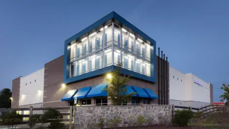 Night view of storage facility.