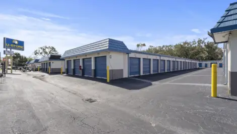 Storage units with paved drive up access.