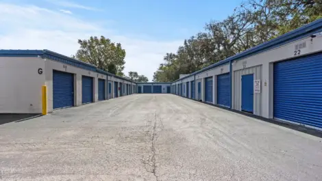 Blue door storage units.