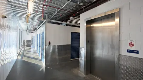 Large elevator for indoor storage units.