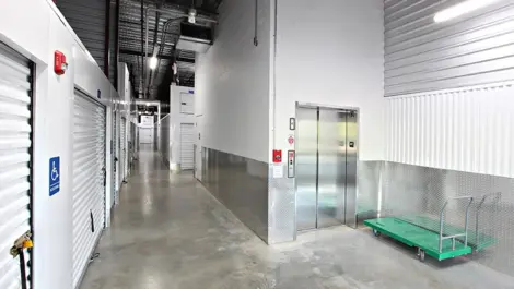 Beltsville Self Storage indoor units next to an elevator.