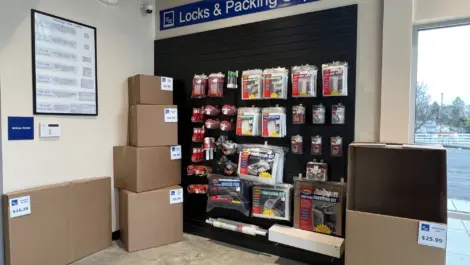 Randallstown Self Storage retail area in lobby.