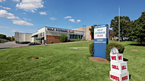 Self Storage Plus building with signage.