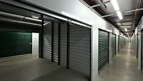 Inside view of indoor storage units.