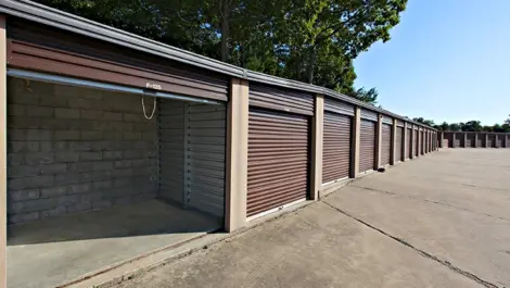 Westlake Self Storage medium oudoor storage unit with door opened.