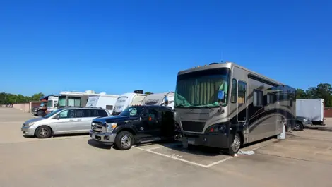 Westlake Self Storage outdoor parking for RVs and vehicles.